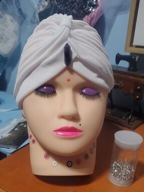 White Headwrap with Purple Amethyst Stone Accent